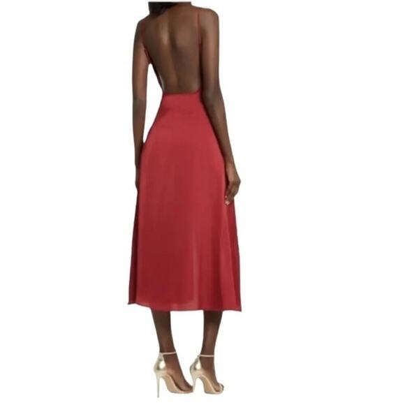 AMYLYNN Backless Satin Dress Jolie Satin Slip Dress in Burgundy Size Small - Picture 2 of 15
